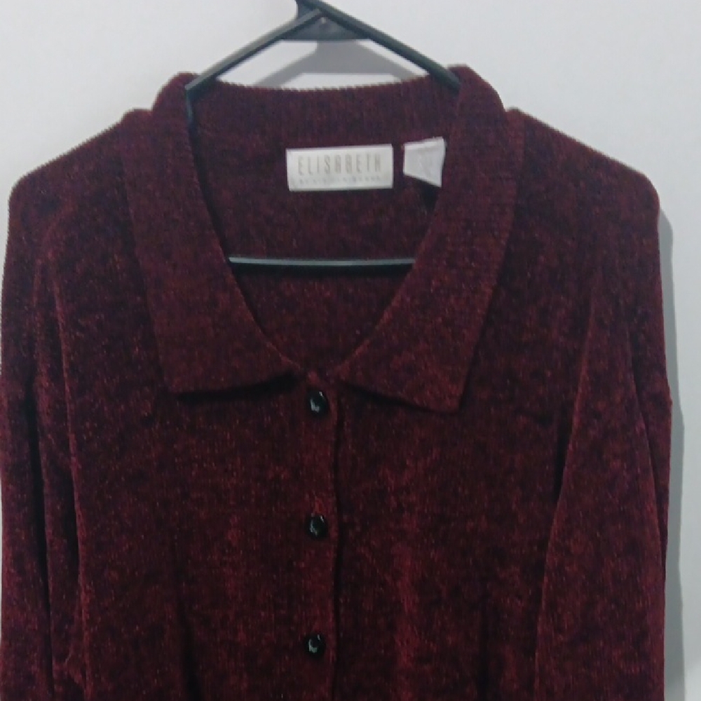 Liz Claiborne Burgundy Cardigan Sweater